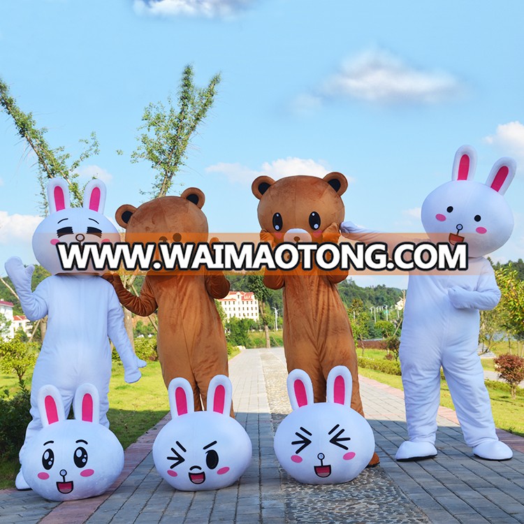 Animal rabbit and bear mascot costumes for adult